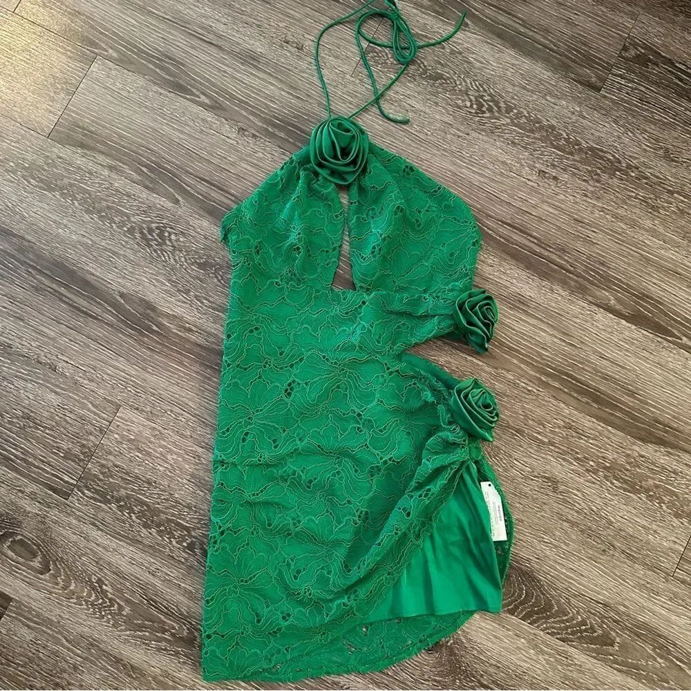 For Love and Lemons Casey Mini Dress in Green New